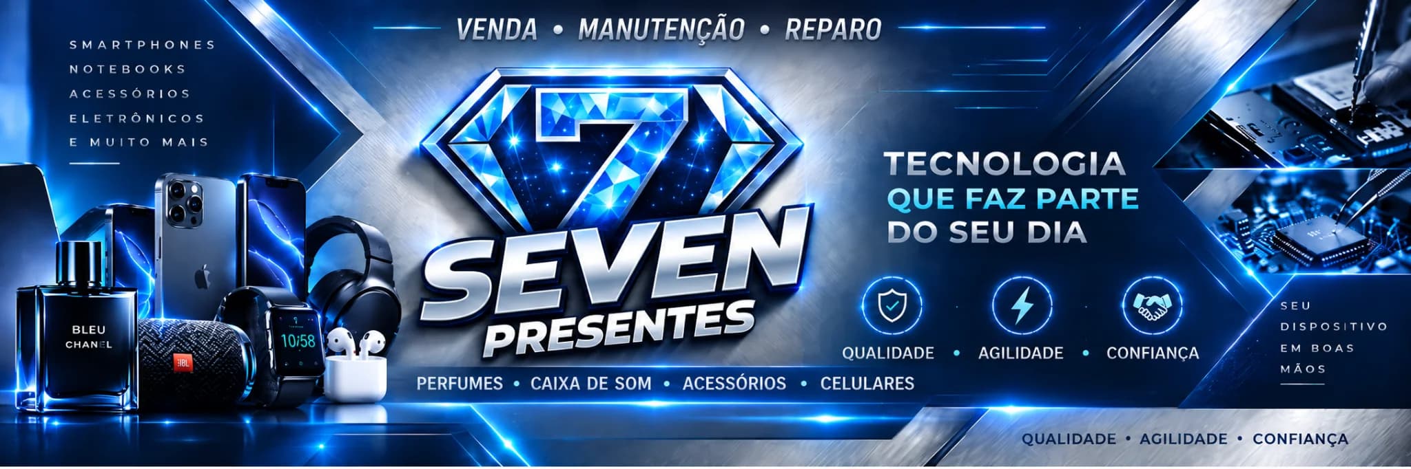 Seven Presentes: tecnologia que faz parte do seu dia. Venda, manutenção e reparo.