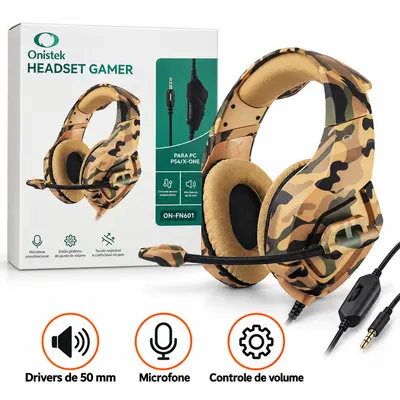 FONE DE OUVIDO HEADSET GAMER ONISTEK ON-FN601 — CAMUFLADO