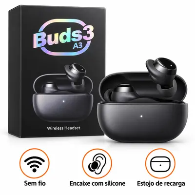 FONE DE OUVIDO BUDS 3 A3 WIRELESS HEADSET — PRETO