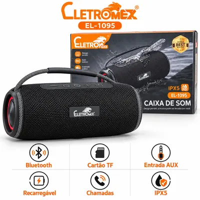 CAIXA DE SOM ELETROMEX EL-1095 — 100W, BLUETOOTH & RGB